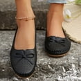 thumbnail image 2 of Rokment Womens Wedge Slip on Walking Loafers Vintage Bow Leather Low Heels Ballet Flat Dress Shoes Boho Beach Casual Spring Fall Footwear Black Size 6.5, 2 of 6