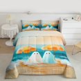 thumbnail image 3 of Manfei Funny Cute Ghost Queen Comforter Set for Kid, Teal Orange Artwork Bedding Sets, Marine Ocean Theme Reversible Bedding Comforter Set, Lightweight Room Decor, 3pcs, 3 of 9