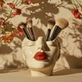 thumbnail image 6 of Boho Women's Head Sculpture - Multi-Functional Makeup Brush Holder & Pen Organizer, Modern Feminist Decor for Office, Vanity & Living Room, 6 of 6