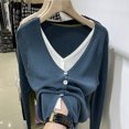 thumbnail image 5 of Otoño 2022 Nueva ropa de mujer Cuello en V Manga larga Tops de punto Cárdigans Tops casuales, 5 of 5