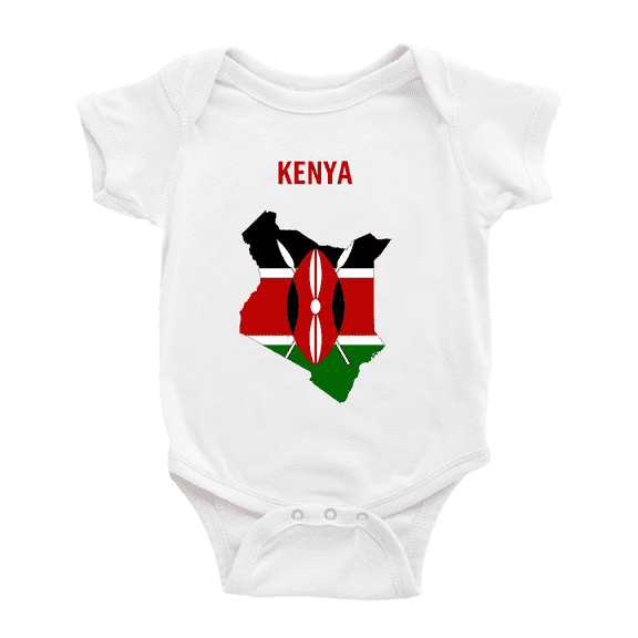 Kenya Map Flag Cute Baby Romper (White, 3-6 Months)