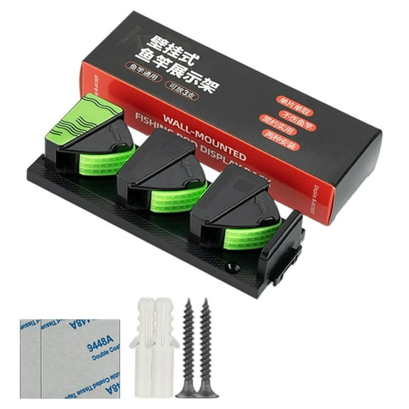 3 Rod Fishing Rod Holder Wall-mounted Poles Rack Vertical Rod Stand for Garage, Cabin and Basement Fishing Accessory