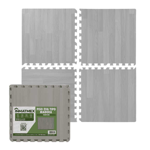 PISO PARA GIMNASIO TIPO MADERA COLOR GRIS 80PZ INMATMEX