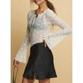 thumbnail image 3 of Nygoyerh Women's Crop Tops Keyhole Lace Tops Long Sleeve Crew Neck Tie-up Front Slim Fit T-Shirts Blouses Trend Clothes, 3 of 7