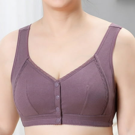 snowsong Wireless Bras 2024 New Style Women s Solid Comfortable Breathable Non-Underwire Front Buckle Adjustable Push-up Bra Bras for Women Push up Bras Plus Size Bras (Clearance) Purple 110