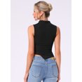 thumbnail image 3 of DARING DIVA Women's Glitter Mock Neck Sleeveless Asymmetrical Hem Outfit XS Black, 3 of 6