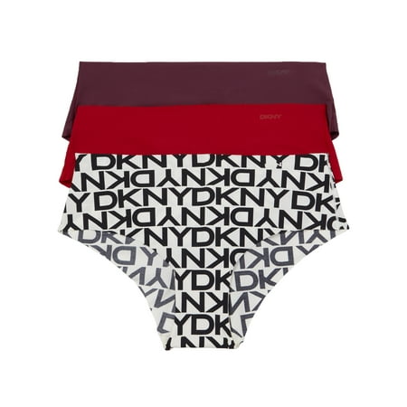DKNY LOGO AND SOLIDS Litewear Anywhere Hipster Panty 3-Pack, US Large