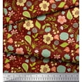 thumbnail image 3 of Soimoi Red Cotton Jersey Fabric Leaf Floral Print Fabric by the Yard 58 Inch Wide, 3 of 3