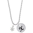 thumbnail image 1 of Delight Jewelry Silvertone Mini Snowflake Silvertone Script Initial Disc - X - Charm Necklace, 20"+3", 1 of 1