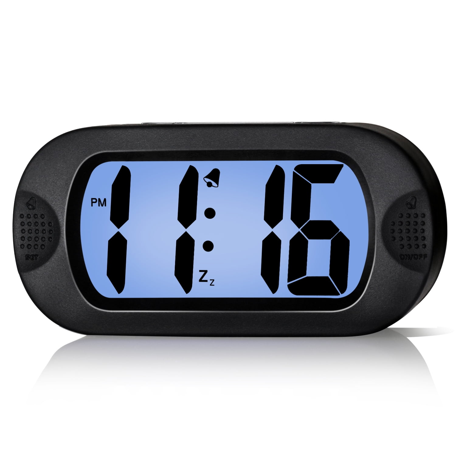 Snooze Alarm Clock w/ Night Light Bedside Table Travel Clock 