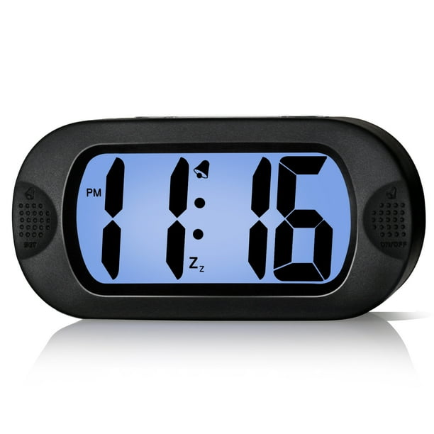 Betus Lcd Digital Alarm Clock With Snooze Function And Backlight Large Screen Big Bold Numbers Desk Digital Alarm Clock With Silicone Protective Cover Battery Powered Black Walmart Com Walmart Com