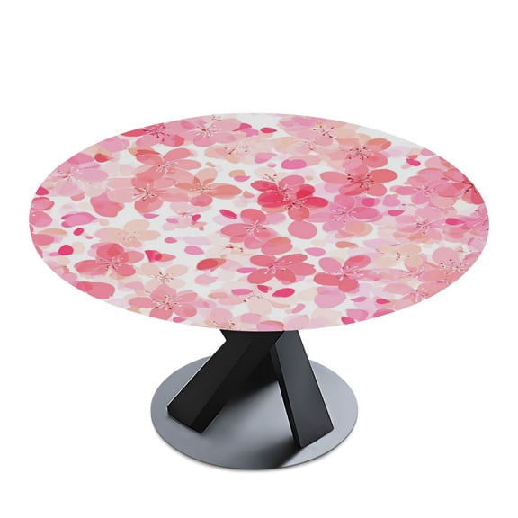 Round Premium Polyester Tablecloth Round Table Cloth Cover For Kitchen And Dining Room Blossom Petals