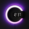 thumbnail image 3 of Reloj de pared digital LED grande, reloj despertador de pared redondo de 12 pulgadas con control remoto RGB luz nocturna alarmas de temperatura electrónica de pared, 3 of 5
