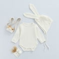 thumbnail image 3 of Baby Girls Knitted Romper Long Sleeve Jumpsuit Unisex Bodysuit with Hat Clothes Fall Winter Outfits, 3 of 7