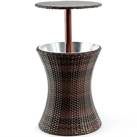 Gymax Rattan Style Outdoor Patio Cooler Table Of Iron Frame Ice Bucket Deck Pool Party Canada Gymax Rattan Style Outdoor Patio Cooler, Patio Ice Cooler Table