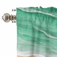 thumbnail image 4 of Kitchen Window Curtains Valance and Tier Set, Ocean Green Beige Sea Waves Rod Pocket Tier Curtains and Valance 3 Piece Set, Beach Theme Stripes Window Treatment for Bedroom Living Room, 4 of 9
