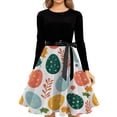 thumbnail image 4 of HOXZODT Womens Easter Dress 2026 Long Sleeve A-Line Zipper Dresses for Women Holiday Bunny Egg Print Spring Dress, Dark Green, L, 4 of 4