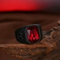 thumbnail image 4 of QQTDFG Stainless Steel Black Gun Ring Mens Red Black Stone B550-9, 4 of 7