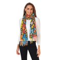 thumbnail image 2 of FORMRS Womens Scarf Winter Soft Long Big Warm Shawls Wrap Tassel Scarves, Cartoon Flowers, 2 of 9
