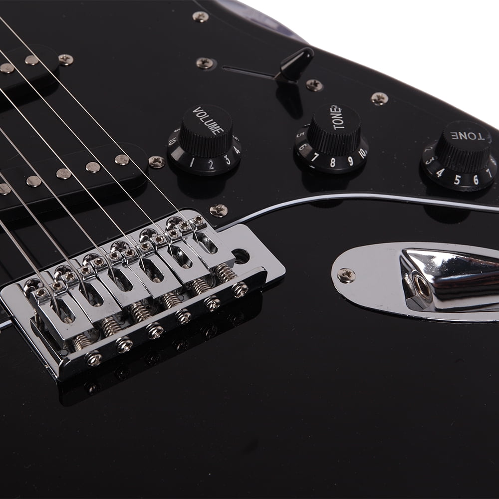 Private Jungle 39" Full Size Electric Guitar with Amp, Case and Accessories Pack Beginner Starter Package, Black
