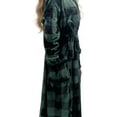 thumbnail image 3 of Elegant Comfort Women’s Plush Fleece Spa Bathrobe, Shawl Collar and Pockets, Velvet Soft and Warm Long Robe - Extra Large, Buffalo Black/green, 3 of 5
