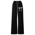 thumbnail image 3 of SonxaHe Big Girl's Pants Bow Elastic High Waist Straight Leg Sweatpants Child Cozy Lightweight Loose Athletic Pants Black,Sized 15-16, 3 of 4