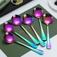 thumbnail image 4 of ReaNea Rainbow Soup Spoons 6 Pieces Stainless Steel Round  Dinner Table Spoon Silverware Set, 4 of 7