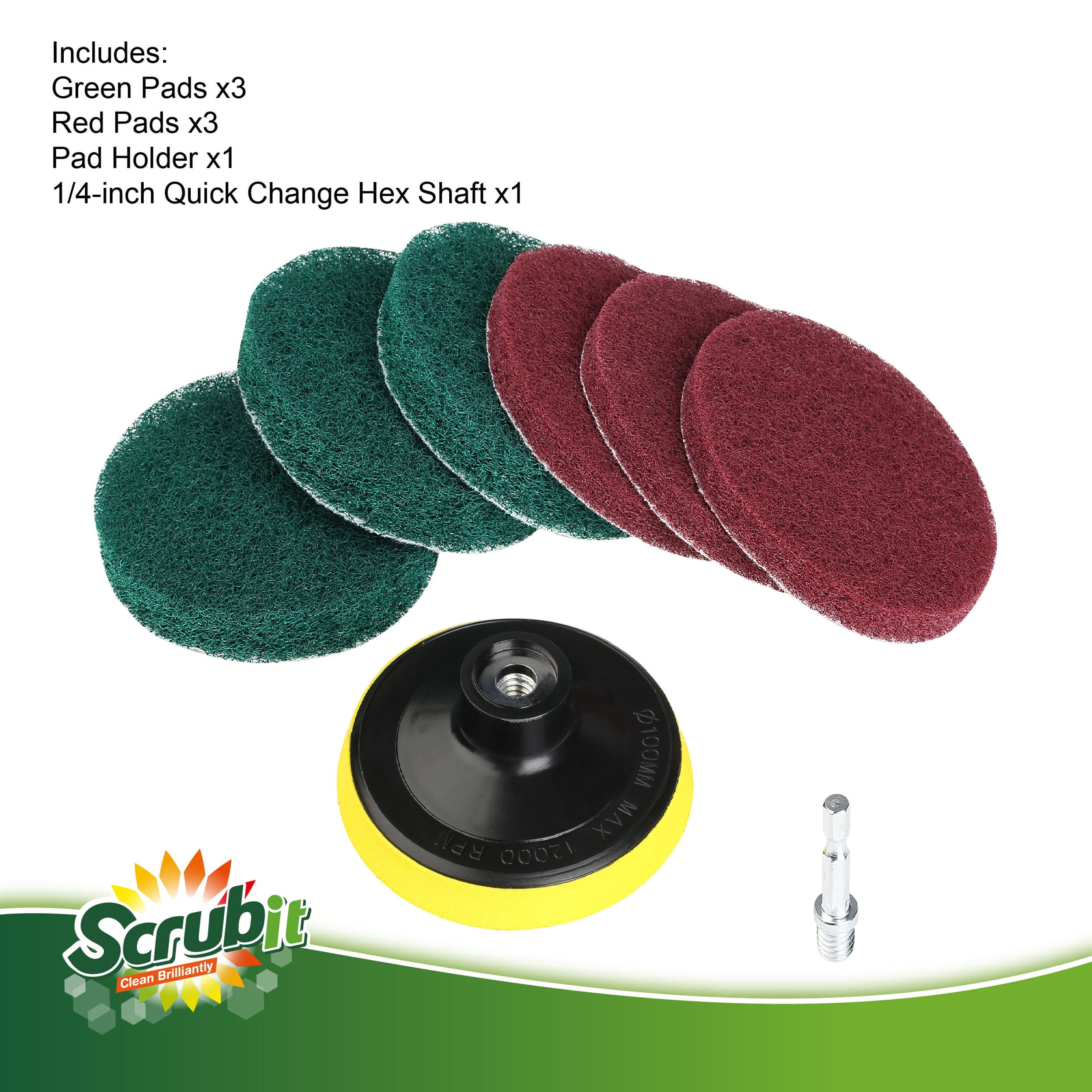 17-Piece Drill Scrubber Pad Kit - 5 Inch Power Scrub Pads With Holder & Extension For Deep Cleaning