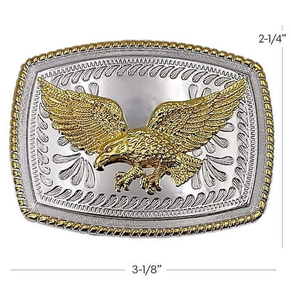 Silver Gold Bald Eagle Feathers Belt Buckle 038 rope style - New with box/tags