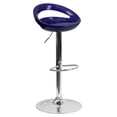 thumbnail image 1 of Contemporary Blue Plastic Adjustable Height Barstool with Rounded Cutout Back and Chrome Base, 1 of 6
