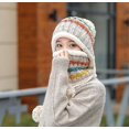 thumbnail image 4 of Conjunto de gorro y bufanda de punto para mujer, gorro de invierno cálido y grueso con pompón de ganchillo y dobladillo para exteriores., 4 of 5