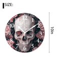 thumbnail image 2 of 10 Inch Wall Clock Battery Operated Silent Clock Decorative for Office, Kitchen, Outdoor, Living Room，Sugar Skull with Rose Day of The Dead Black Elegant, 2 of 4