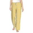 thumbnail image 2 of Goofa Yellow Gingham Printed Soft Pajama Pants for Women, Wide Leg Comfy Casual Lounge Yoga Pants-Medium, 2 of 9