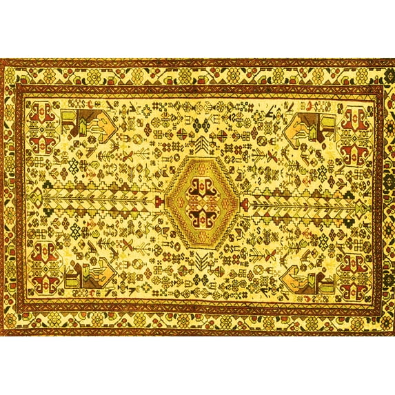 Ahgly Company Indoor Rectangle Persian Yellow Traditional Area Rugs, 7' x 10'