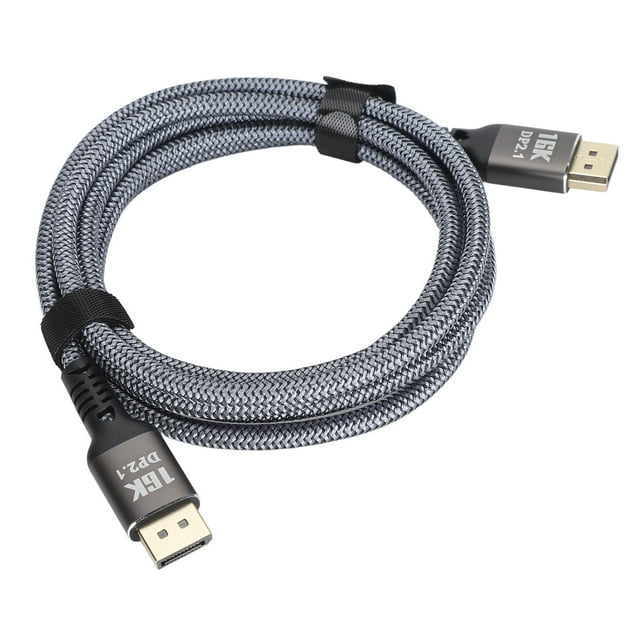 DisplayPort 2.1 Cable, 2m Length 16K 30Hz DisplayPort 2.1 Male Cable Braiding Wire for Graphics Cards