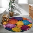 thumbnail image 3 of Round Rug 4Ft Washable Non-Slip, Colorful Dahlia Circle Area Rugs for Living Room Bedroom, Spring Flowers Modern Oil Paintings Art Indoor Floor Mats Carpet Runner for Home Decor Aesthetic, 3 of 8