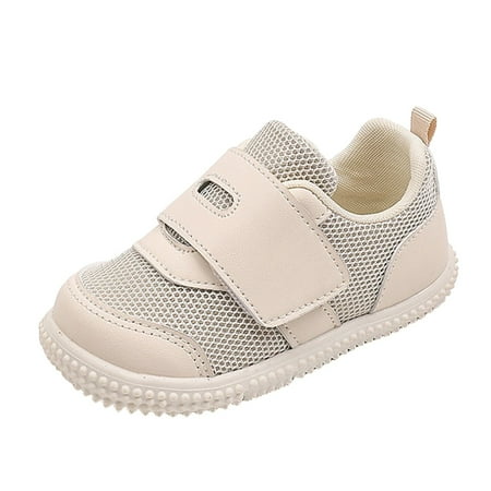 

Rrunsv Kids Breathable Walking Shoes with Dual Hook and Loops Lightweight Boys Girls Running Sneakers Beige 8-9 Years