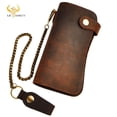 thumbnail image 2 of Male Quality leather Dargon Tiger Emboss Fashion Checkbook Iron Chain Organizer Wallet Purse Design Clutch Handbag 1088-db qym unisex, 2 of 2