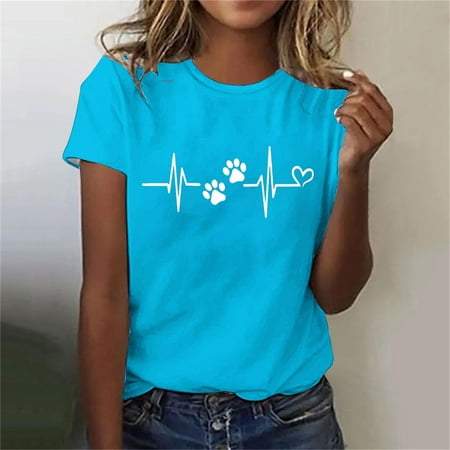 

Taylonsss Clearance Women Fashion Summer Sexy Printed Regular Women Short Sleeves Round Neck