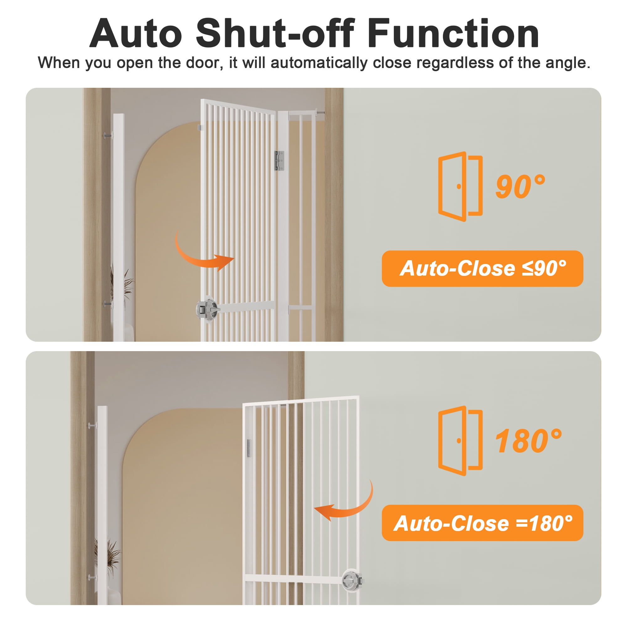 61" Extra Tall Cat Gate for Doorway, 30.2"-32.6" Adjustable Width Pet Gate with Cat Door, Walk-Through Design, Pressure Mount No Drill Installation, White