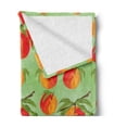 thumbnail image 2 of Peach Soft Flannel Fleece Blanket, Botanical Organic Garden Delicacies Mellow Orange Nectarines with Leaves, Cozy Plush for Indoor and Outdoor Use, 50" x 70", Green Orange Vermilion, by Ambesonne, 2 of 5