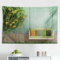 thumbnail image 1 of Garden Tapestry, Bench Overlooking The Laket Stourhead Countryside Cloudy Day Landscape Print, Fabric Wall Hanging Decor for Bedroom Living Room Dorm, 2 Sizes, Green Grey, by Ambesonne, 1 of 1