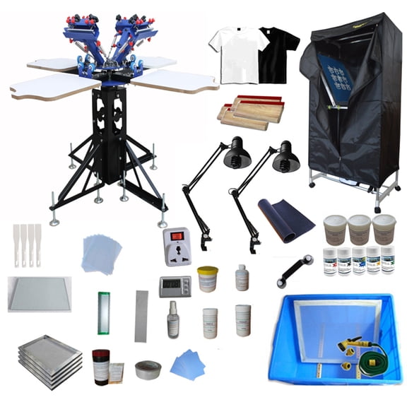 Techtongda 4-4 Color Screen Press Kit W/drying Cabinet Full Set Printing Materials