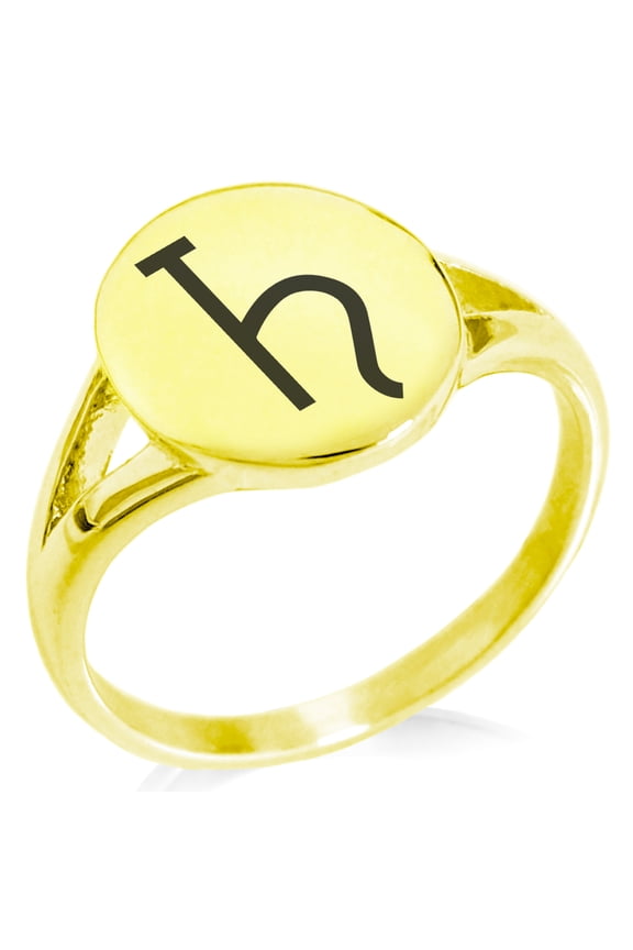 Stainless Steel Solar System Planetary Saturn Minimalist Oval Top Polished Statement Signet Ring