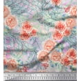 thumbnail image 1 of Soimoi Pink Cotton Voile Fabric Leaves & Rose Flower Print Sewing Fabric BTY 56 Inch Wide, 1 of 1
