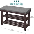 thumbnail image 3 of SONGMICS Bamboo Shoe Bench, 2-Tier Shoe Rack, 11.4 x 28 x 19.3 Inches, Brown and Gray, 3 of 6