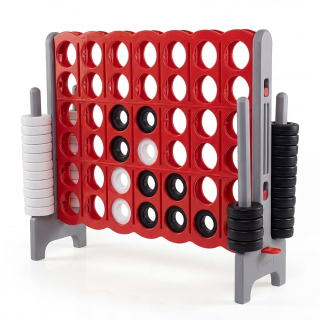Costway Jumbo 4-to-Score 4 in A Row Board Game Set Outdoor Indoor Kids Adults Family Fun Gray + Red