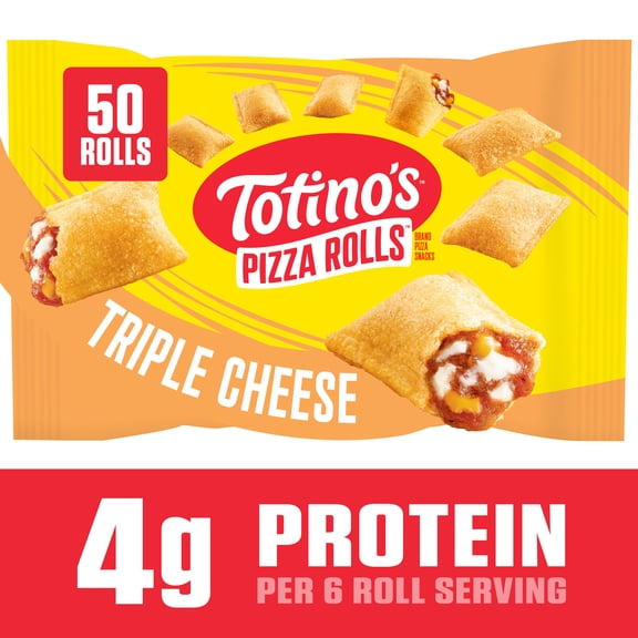 Totino's Pizza Rolls, Triple Cheese Flavored, Frozen Appetizers, 50 Rolls, 24.8 oz