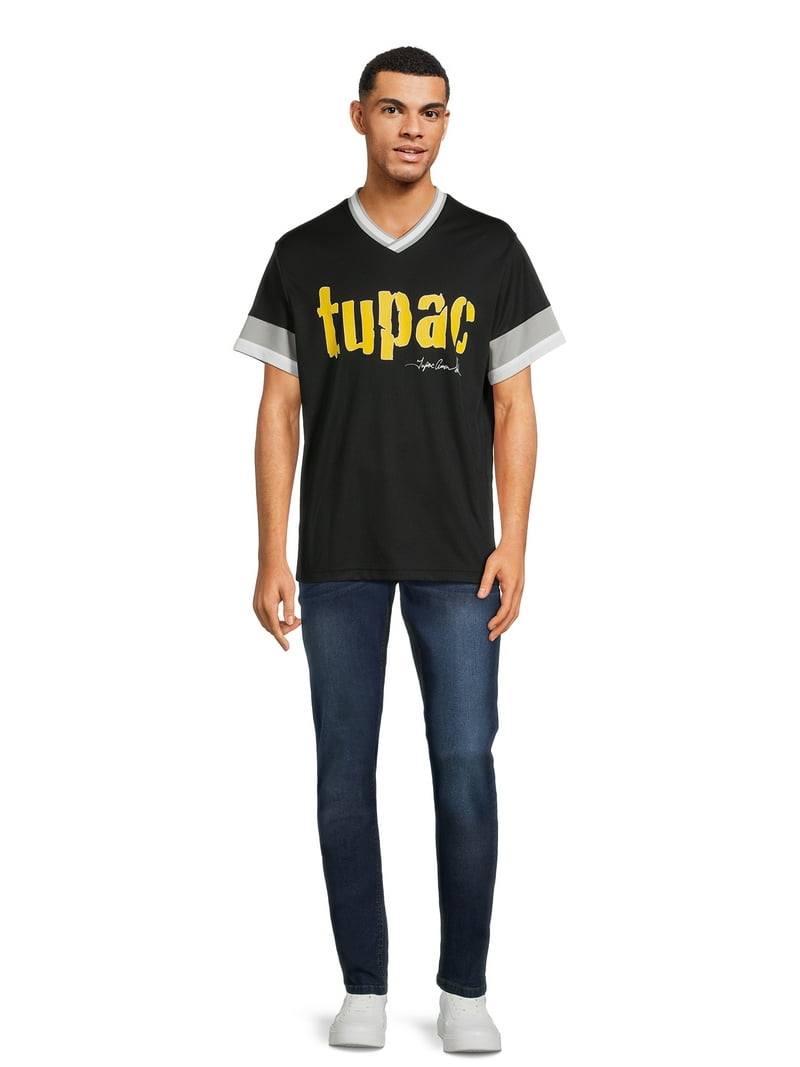 2PAC Tupac baseball シャツ ジャージ ゲームシャツ License Mens and Big Mens Tupac Lic Baseball Jersey Tee with
