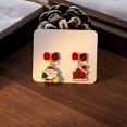 thumbnail image 3 of Niusricy Christmas Tree Earrings for Women Elk Snowflake Earrings Santa Snowman Drop Earrings Asymmetric Christmas Holiday Jewelry, 3 of 4